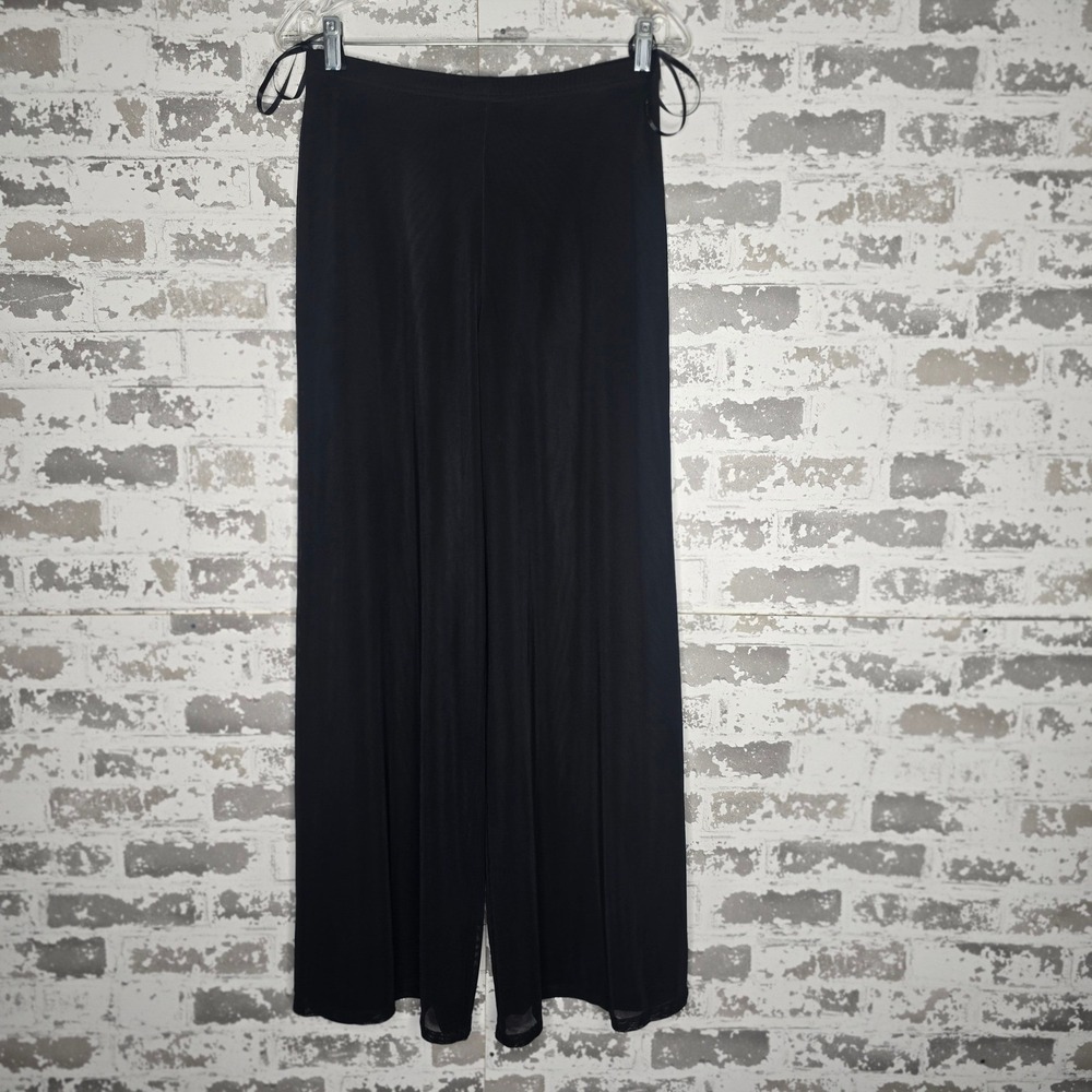 Tadashi Neiman Marcus Womens Black Wide Leg Mesh Jersey Pants Evening Trousers P